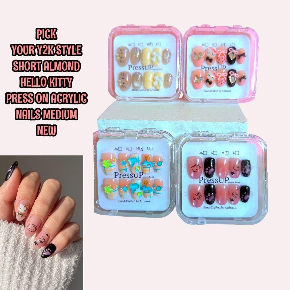 y2k style Handmade Hello Kitty Press On Nails Pick 1 Set